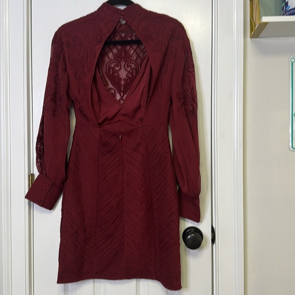 NWOT Anthropologie Wine Dress with Long Bishop Sleeves - Picture 11 of 14
